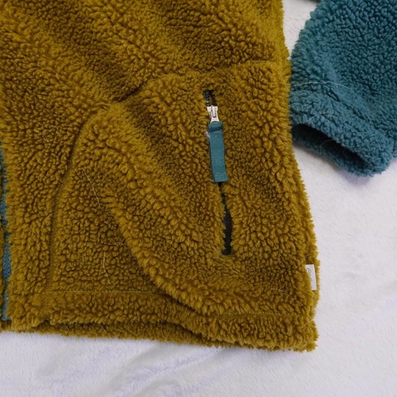 Eddie Bauer Womens Jacket Pullover M Pink Deep Pile Color Block Fleece Full Zip - Picture 9 of 13